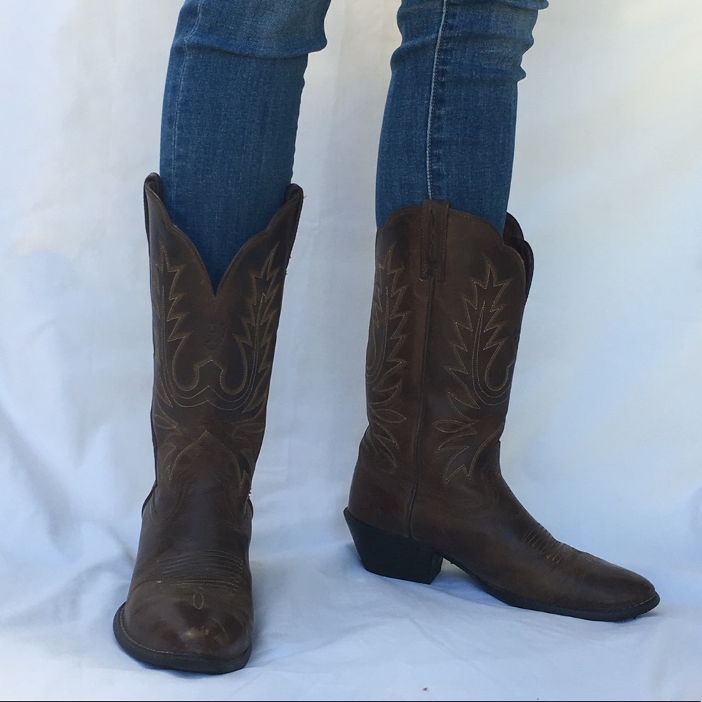 ARIAT heritage R toe cowboy boots brown sz 7.5